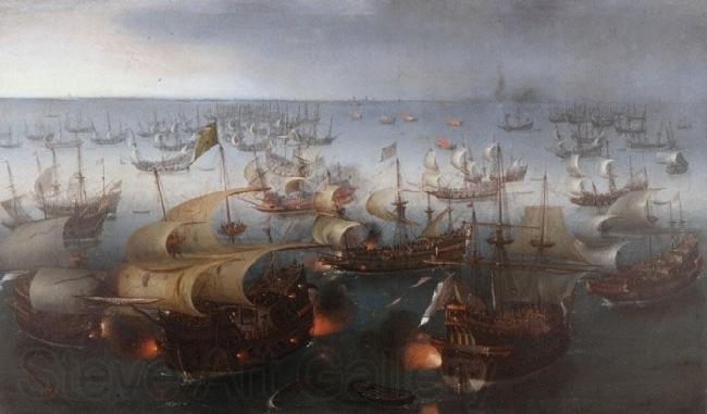 Hendrik Cornelisz. Vroom Day seven of the battle with the Armada, 7 August 1588. Norge oil painting art